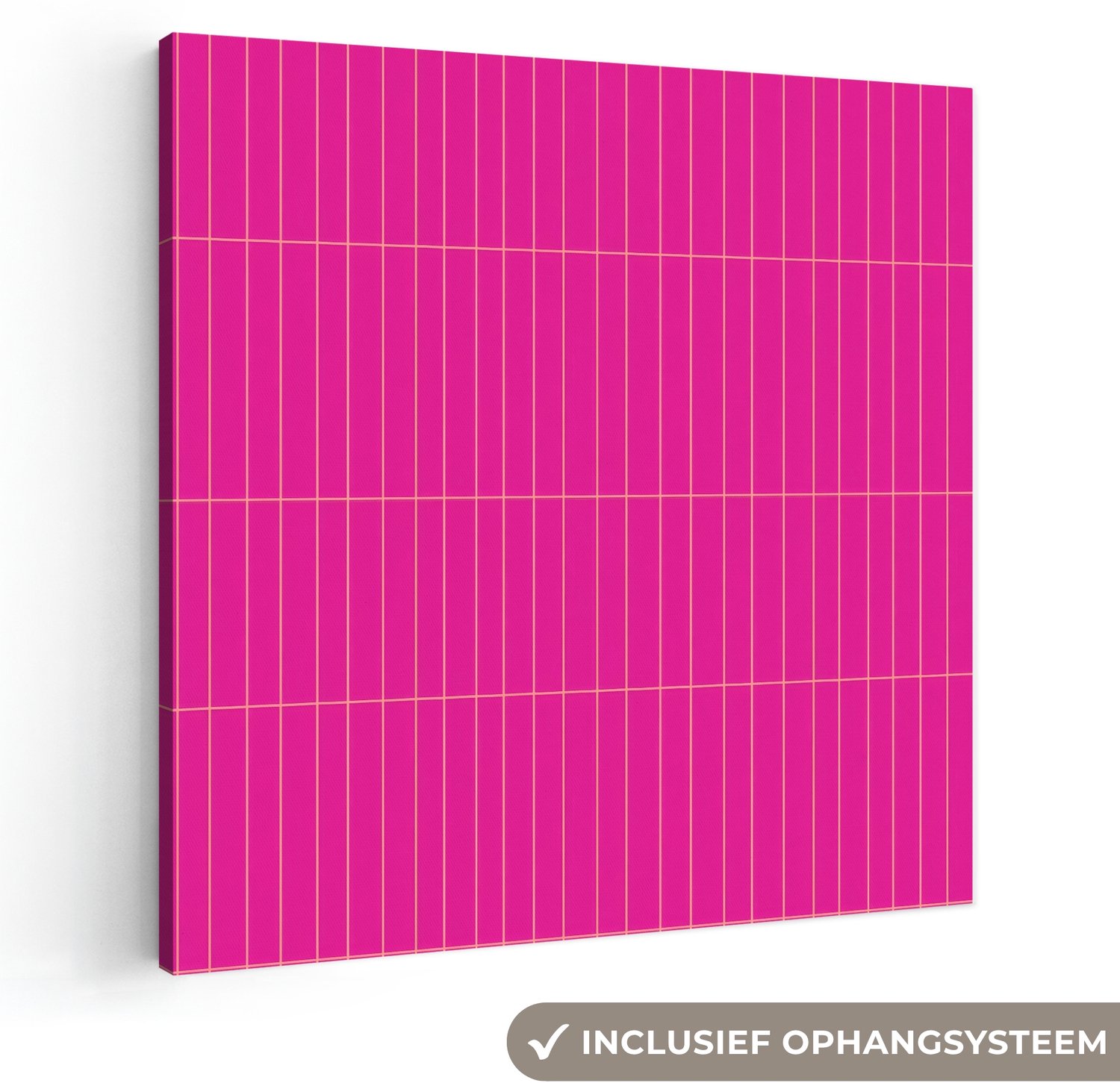 Canvas schilderij 90x90 cm - Exclusieve wanddecoratie Patroon - Tegel - Magenta - Roze - Muurdecoratie woonkamer - Slaapkamer decoratie - Kamer accessoires - Schilderijen op canvas