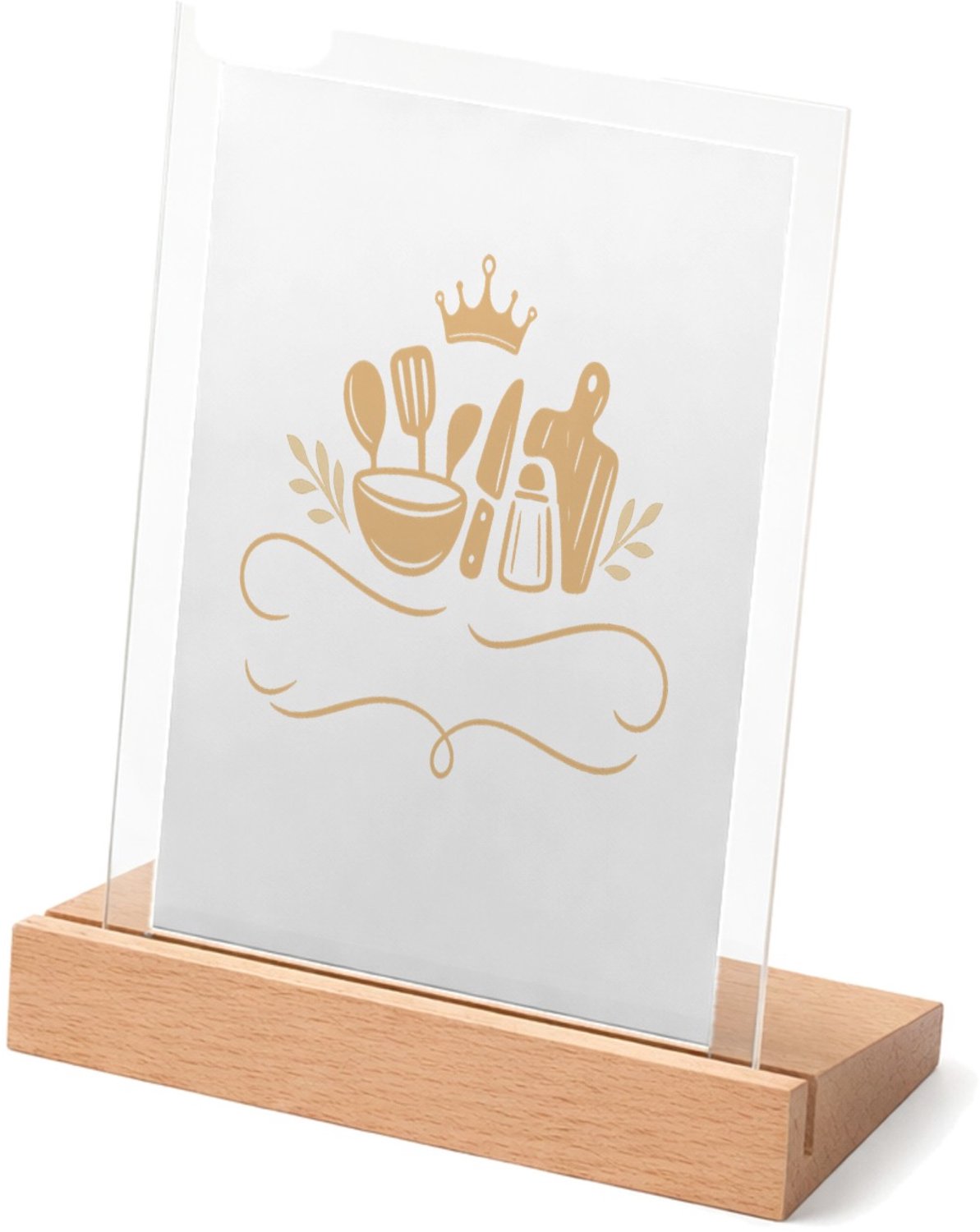 Mr Cadeautjes Glasframe met vaste tekst - design Een elegante, humoristische keukenprint met een zelfverzeker | cadeau Wit