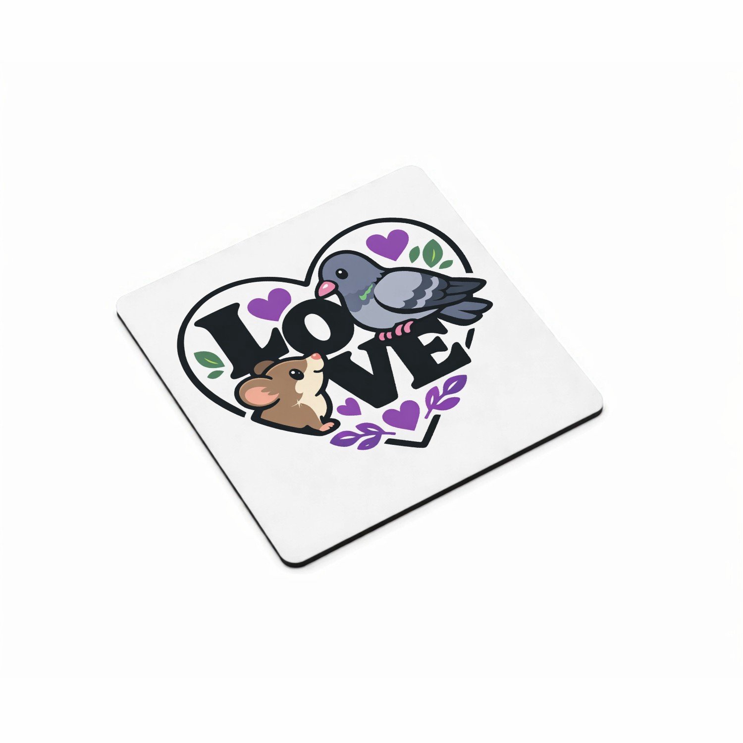 Mr Cadeautjes MDF magnetische fotolijst vierkant 9,5 - design Een romantische maar luchtige dierencombinatie waarbij een v | cadeau Wit