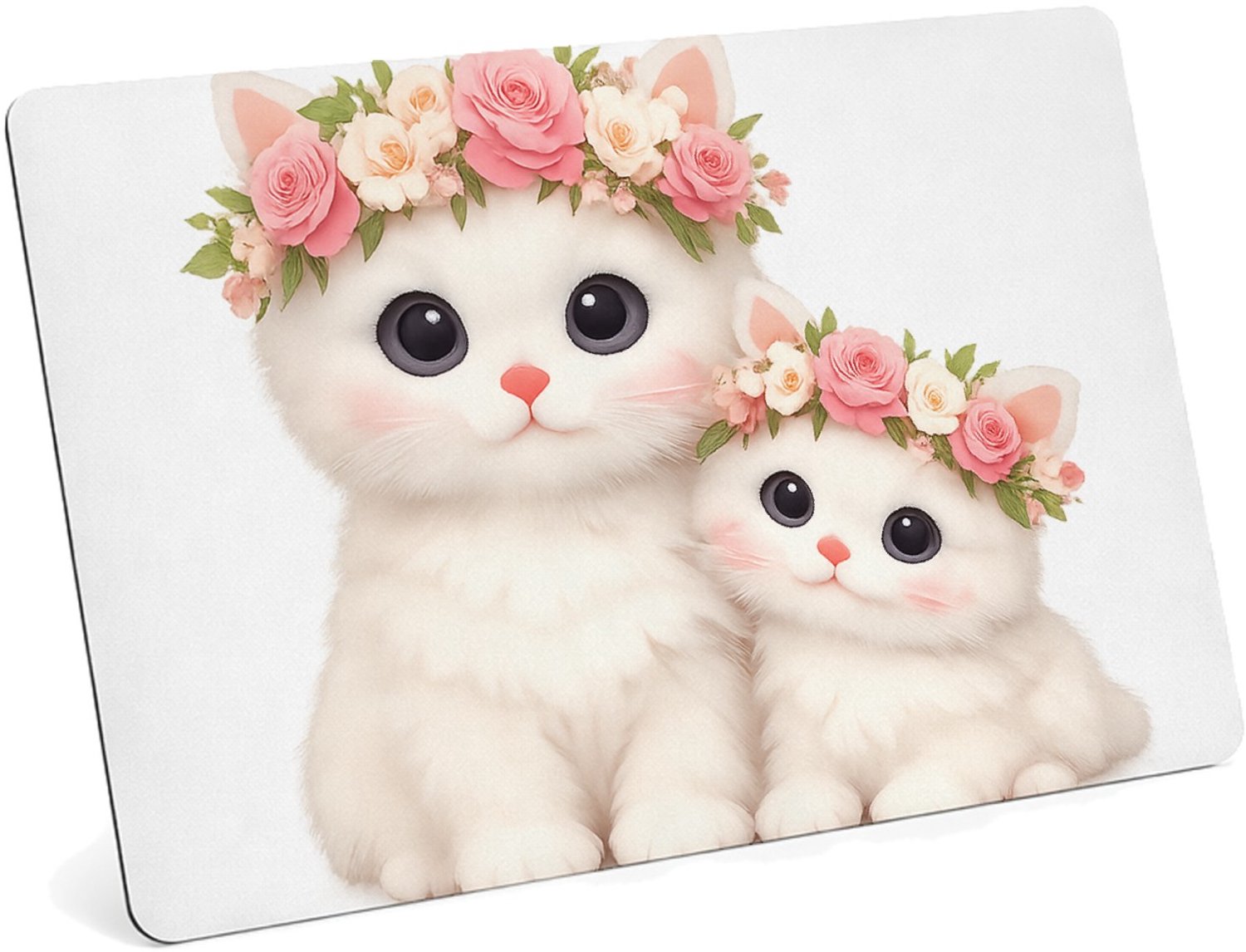 Mr Cadeautjes MDF magnetische fotolijst 28 x 19 - design Een schattige bosuil met een bloemenkrans en zachte maanlich | cadeau Wit