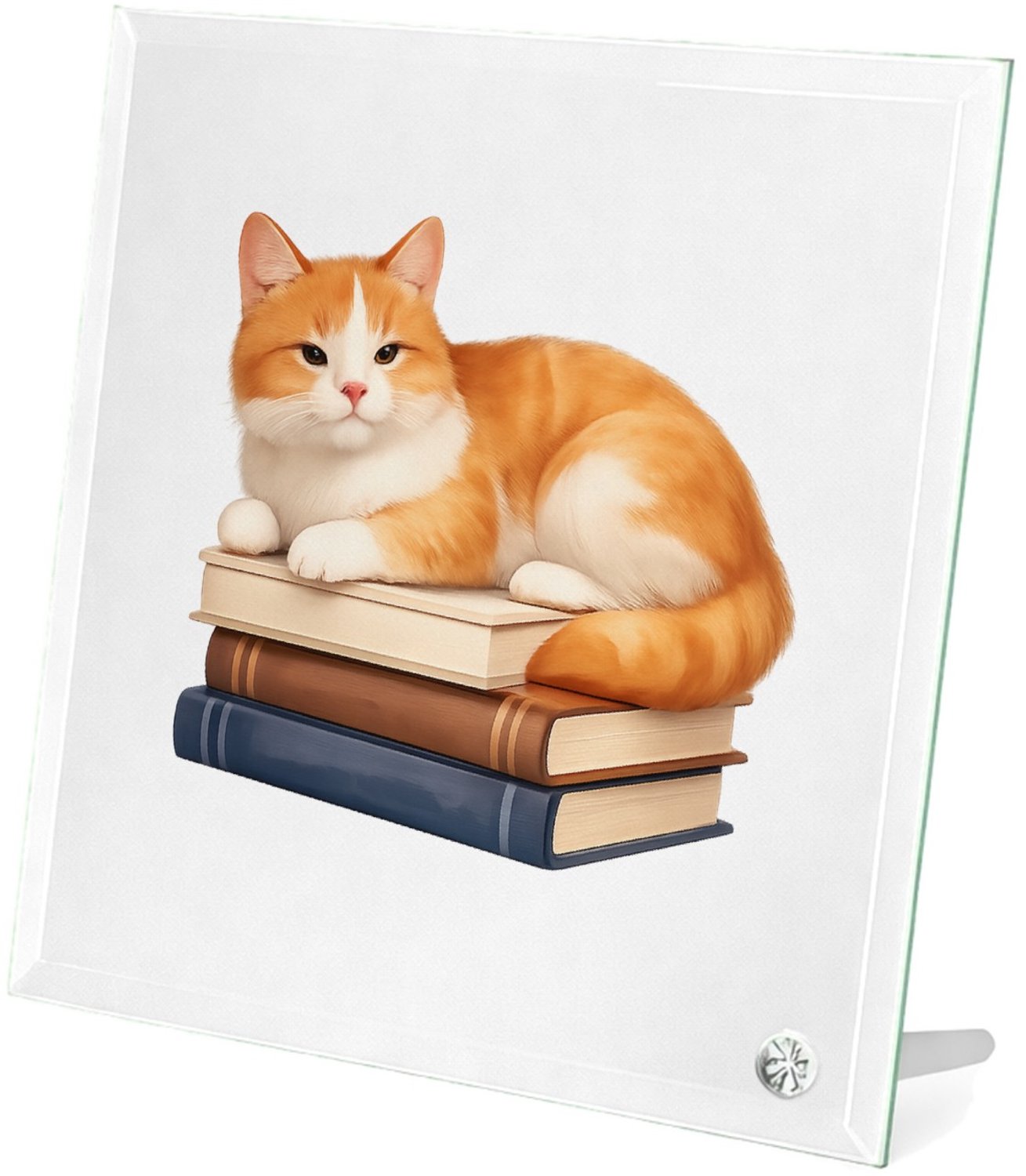 Mr Cadeautjes Glasframe 20 x 20 - design Een ontspannen dier op een hobby-object met een korte, kalme | cadeau Wit