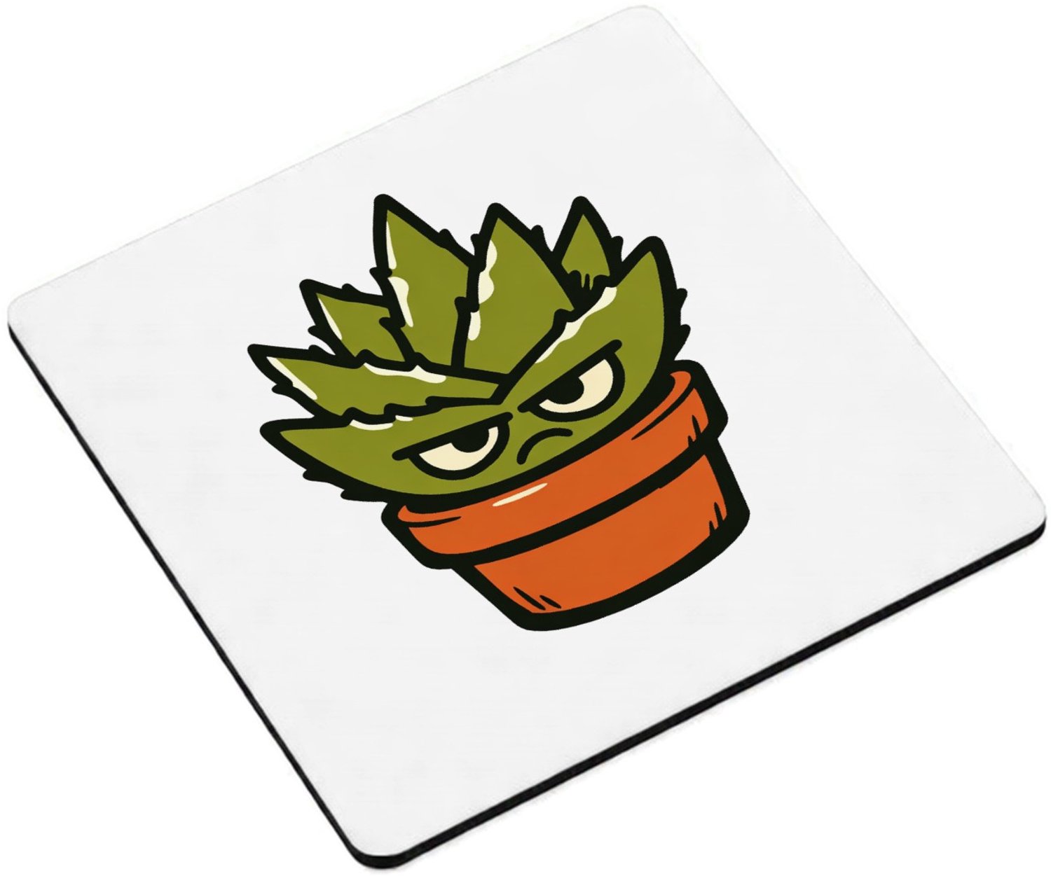 Mr Cadeautjes MDF magnetische fotolijst vierkant 9,5 - design Een koppige, stekelige huisplant als grappige ‘ga weg’-boods | cadeau Wit