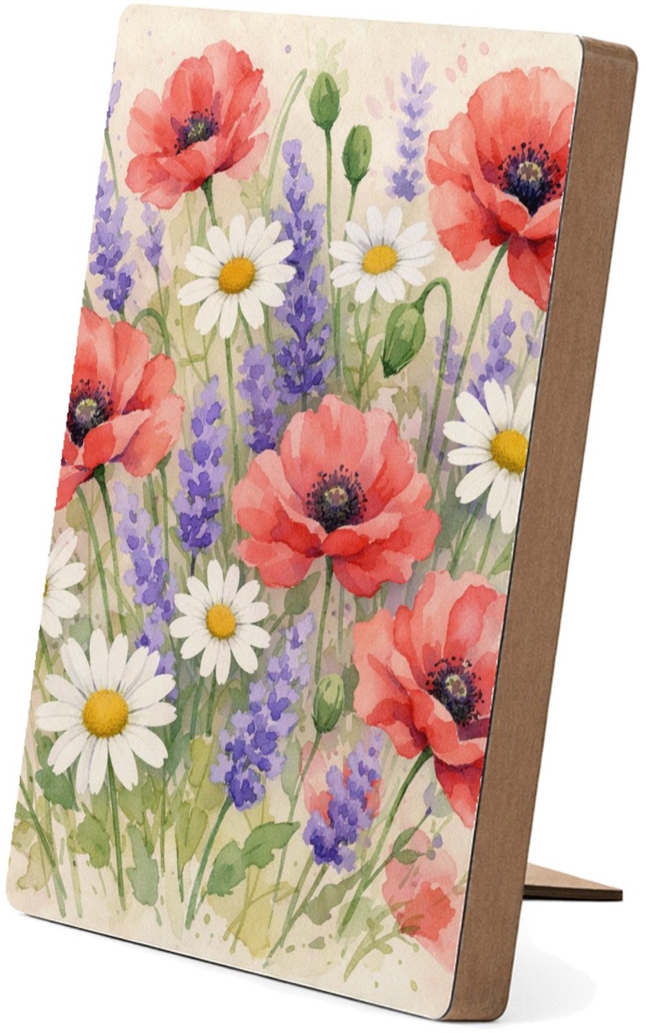 Mr Cadeautjes Glasframe/MDF 12,7 x 17,8 - design Aquarel wilde bloemen | cadeau Wit