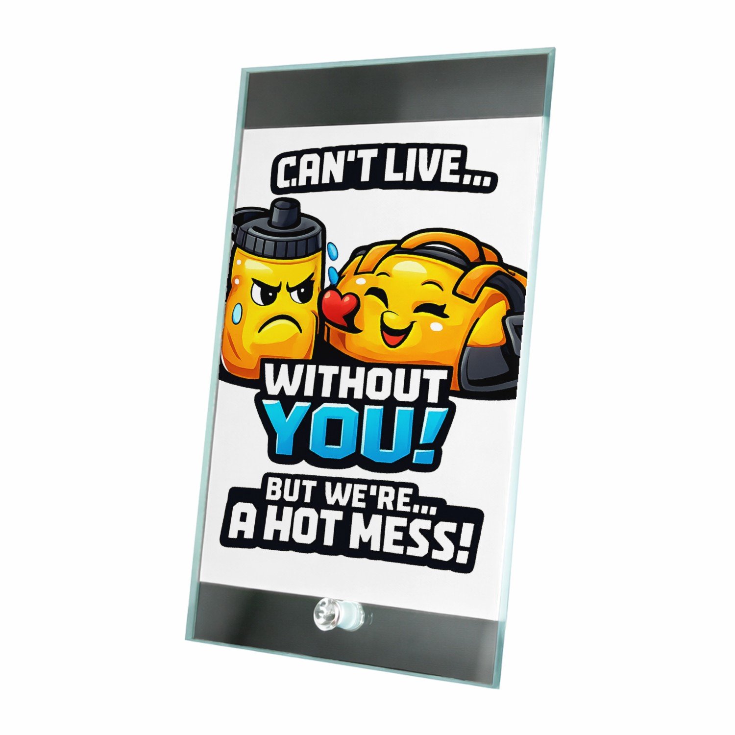 Mr Cadeautjes Glasframe 15 x 23 - design Een speels cadeau-design met twee objecten die elkaar 'tegen | cadeau Wit