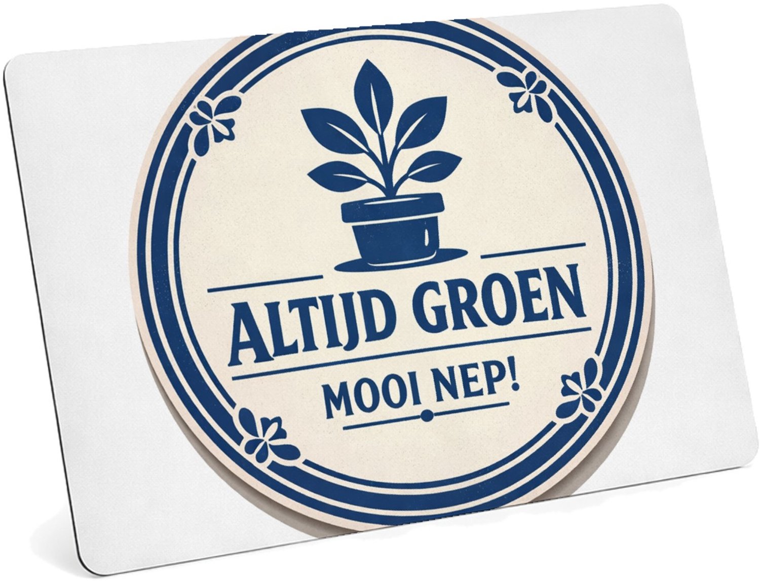 Mr Cadeautjes MDF magnetische fotolijst 28 x 19 - design Een minimalistische retro-embleemopmaak met een ronde rand| cadeau Wit