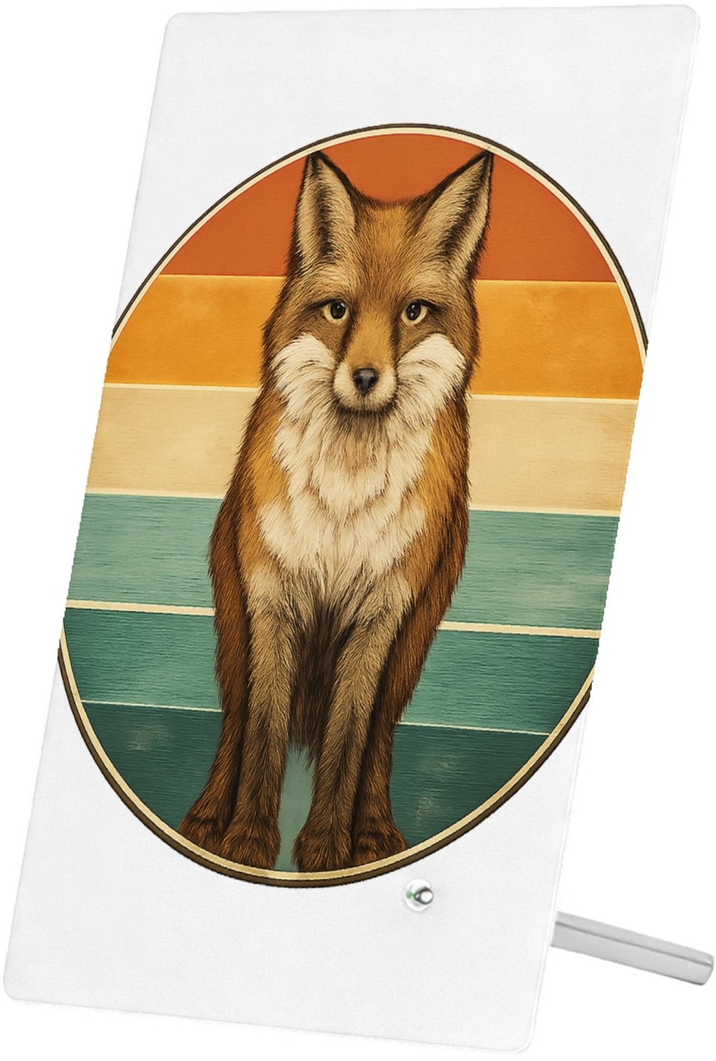 Mr Cadeautjes Glasframe 11 x 16 - design Een frontale bergkat in een ronde badge met horizontale kleu | cadeau Wit