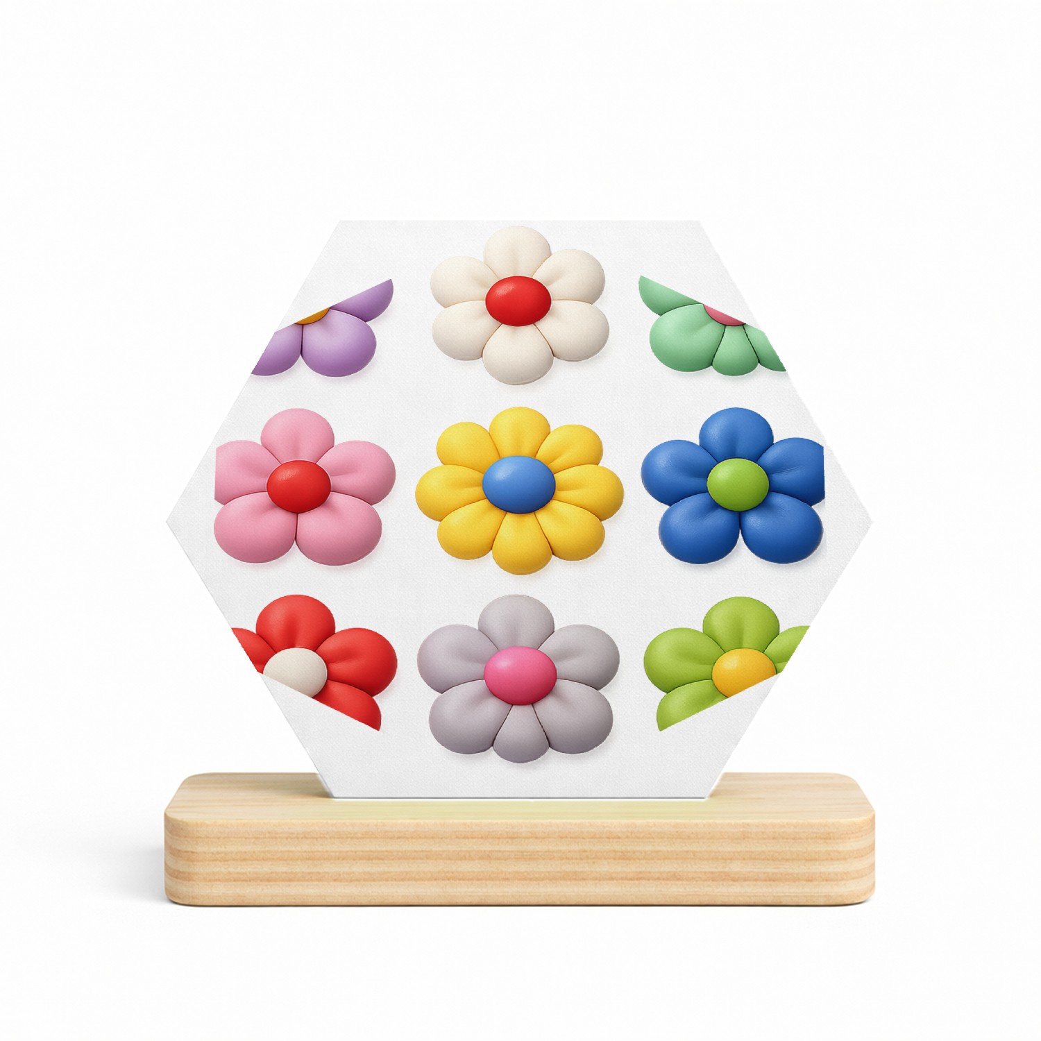Mr Cadeautjes MDF fotolijst/inleg hexagon 14 x 13 - design Een reeks speelse fruitvormen met verschillende texturen, ne | cadeau Wit