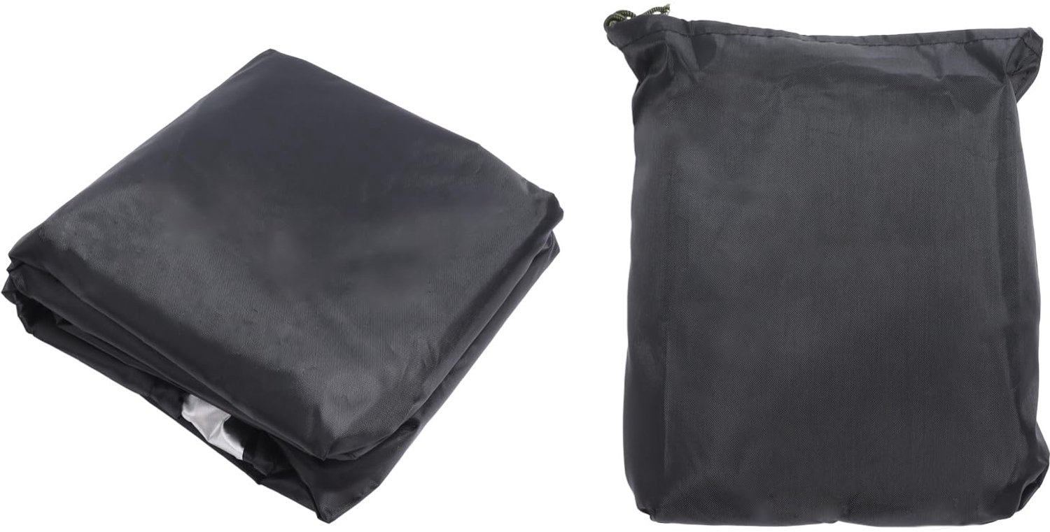 Famanu Tuinstoelhoes van 210D Oxford-stof, waterbestendig met UV-bescherming, verstelbaar trekkoord en elastische zoom, zwart, 75 x 75 x 120 cm, perfect voor buitenstoelen en eenvoudig op te bergen