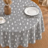 Protecttable - Rond Kerst Tafelzeil Kerstboom Grijs Ø138cm - Tafelkleed Afwasbaar - Kunststof