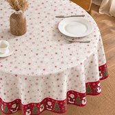 Protecttable - Rond Kerst Tafelzeil Sneeuwpop Ø138cm - Tafelkleed Afwasbaar - Kunststof