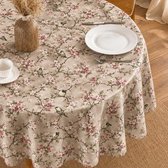 Protecttable - Rond Tafelzeil Japanse Vogels Beige - Ø138cm - Tafelkleed Afwasbaar - Kunststof