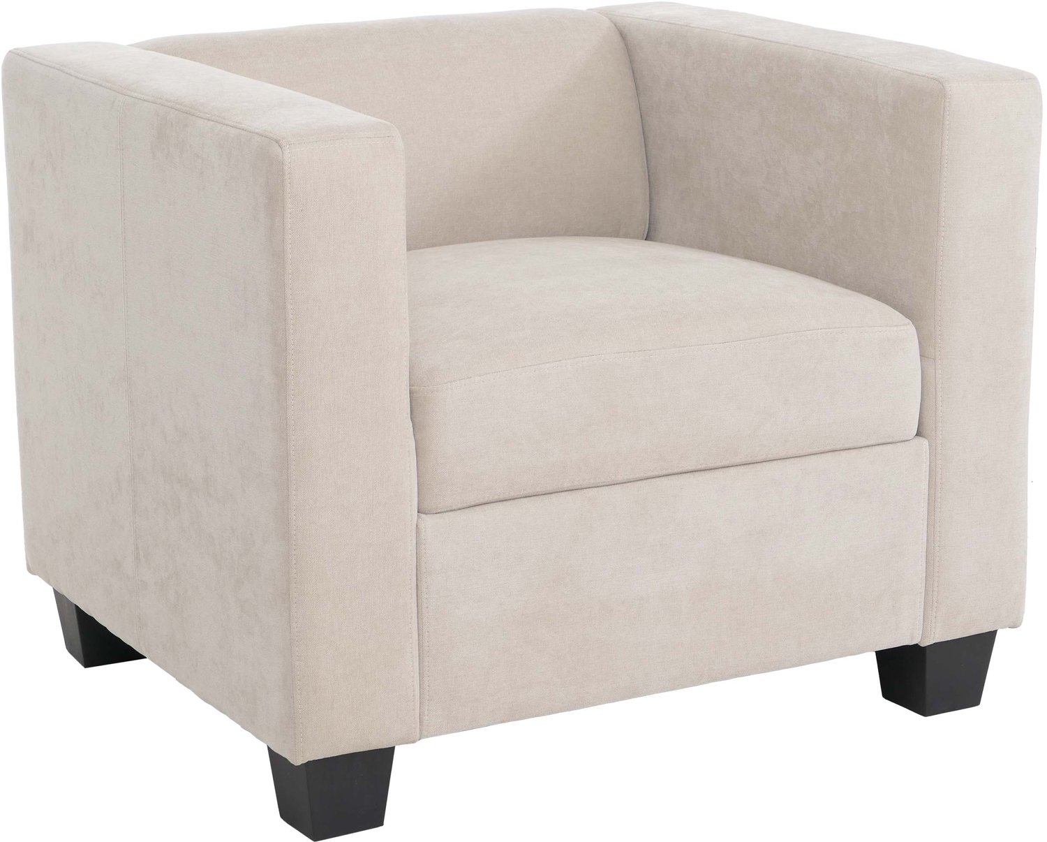MCW Fauteuil Lille, loungefauteuil, gestoffeerde fauteuil/cocktailfauteuil, Nosag-vering, stof/textiel chenille (260 g/m²) ~ beige