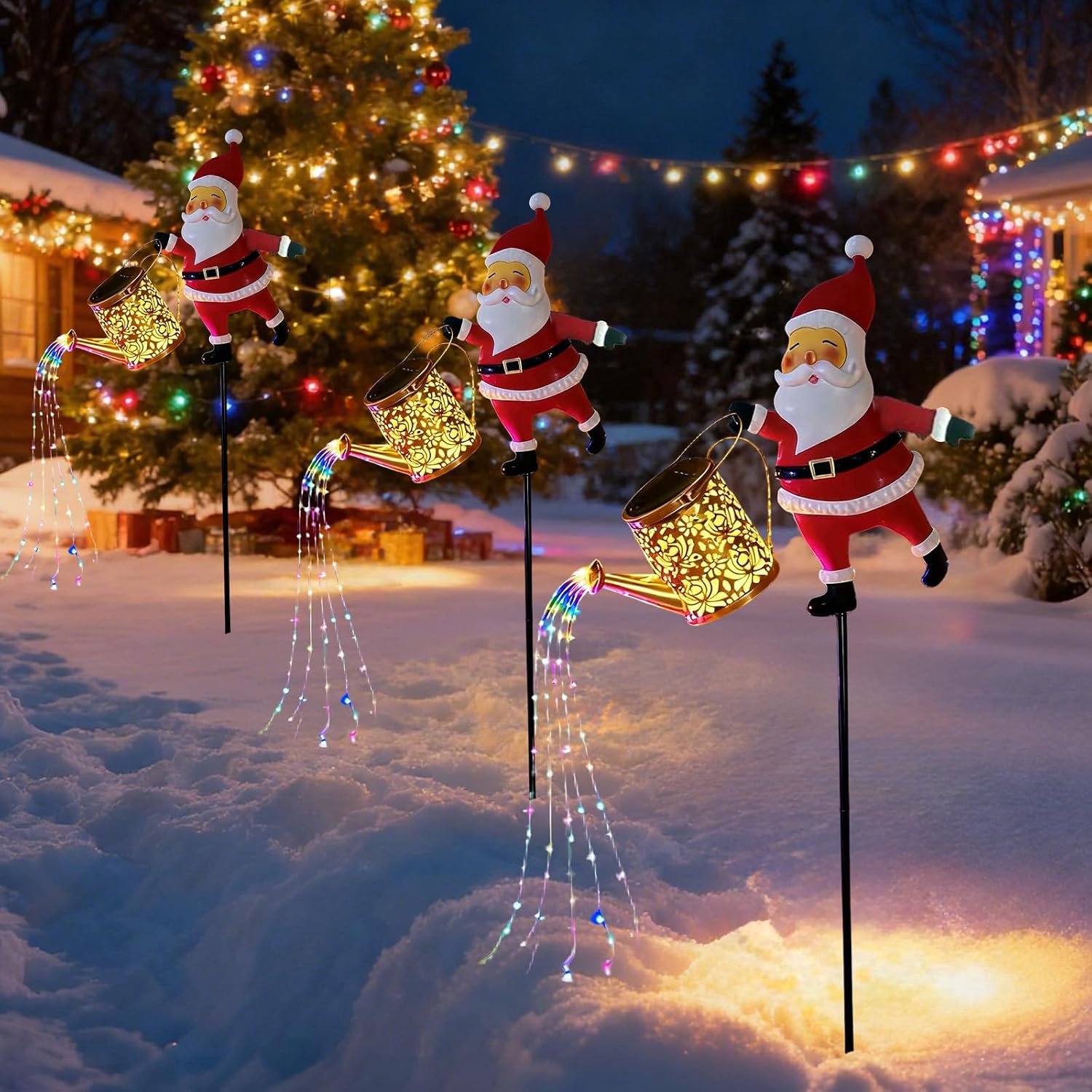 Kerst Tuinverlichting - LED Grondspot Buiten - Zonnelampen - Regenbestendig - voor Kerstversiering Buitenshuis - 83cm – foto 2