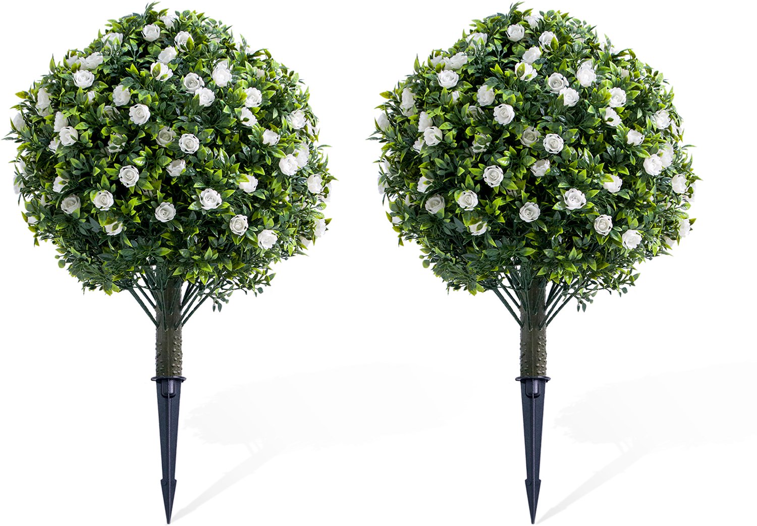 Triumpunpre Set van 2 Kunstplanten met Witte Bloemen 60 cm, Realistische Nep Planten met Grondpen