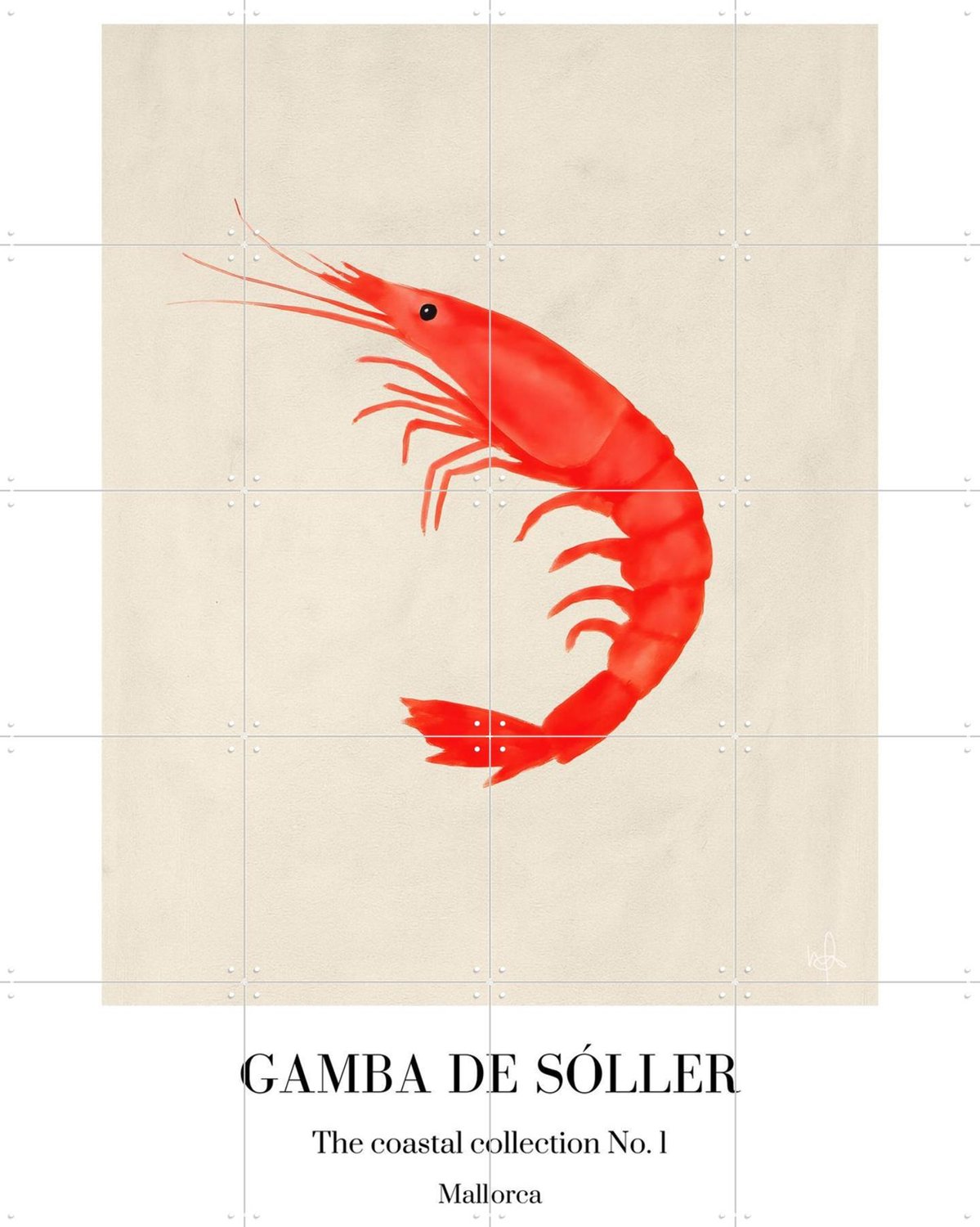 IXXI Gamba De Sóller, Interiorisla - 80 x 100 cm - Grote wanddecoratie en posters - Schilderijen, Strandhuis, Keuken, Eten & Drinken, Zeevruchten Beige