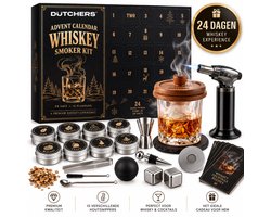 Dutchers® Whisky Adventskalender 2026 voor Mannen – 24 Dagen Cocktail & Whisky Smoker Set – Rookoven met 10 Rookhout Smaken – Cocktailset – Cadeau voor Hem – Exclusief Butaangas, Alcohol & Glas