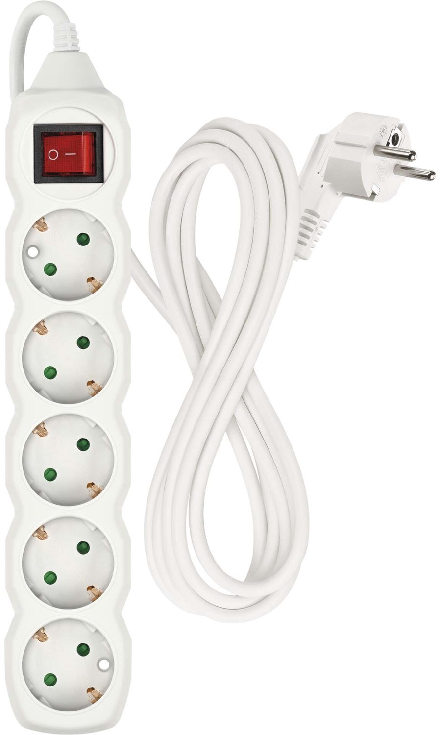 EMOS Verlengsnoer 3 m / 5 stopcontacten / met schakelaar / wit / PVC / 1,5 mm², P1523R