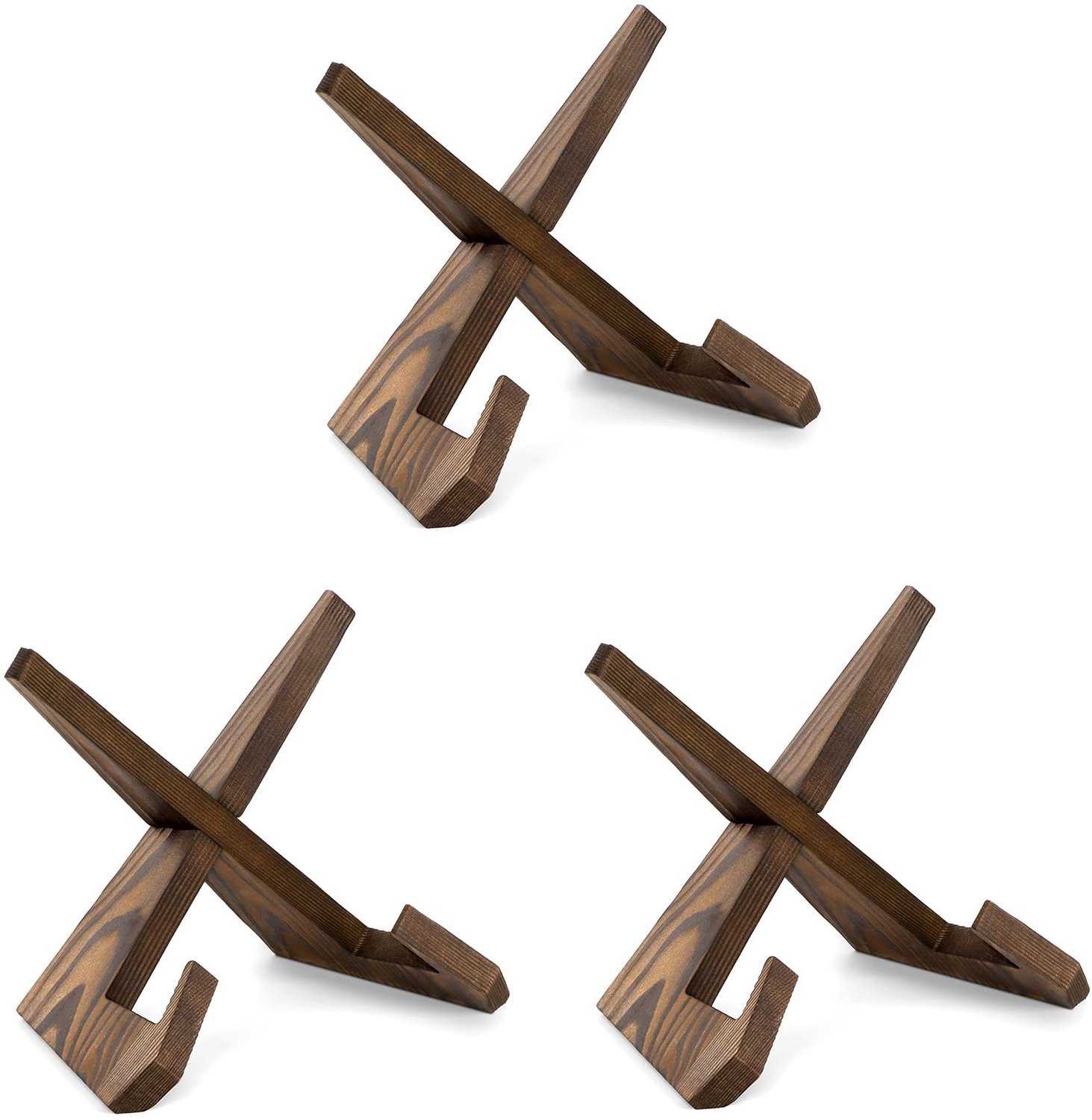 Famanu – Houten Bordhouder Bruin, 16,5 cm, 3 Stuks