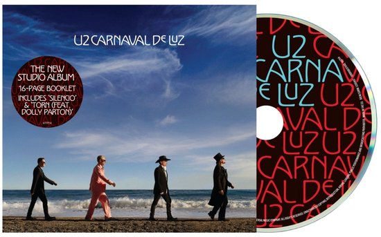 U2 CARNAVAL DE LUZ CD met hoes en tekst over het 16-pagina tellende boekje en extra nummers.