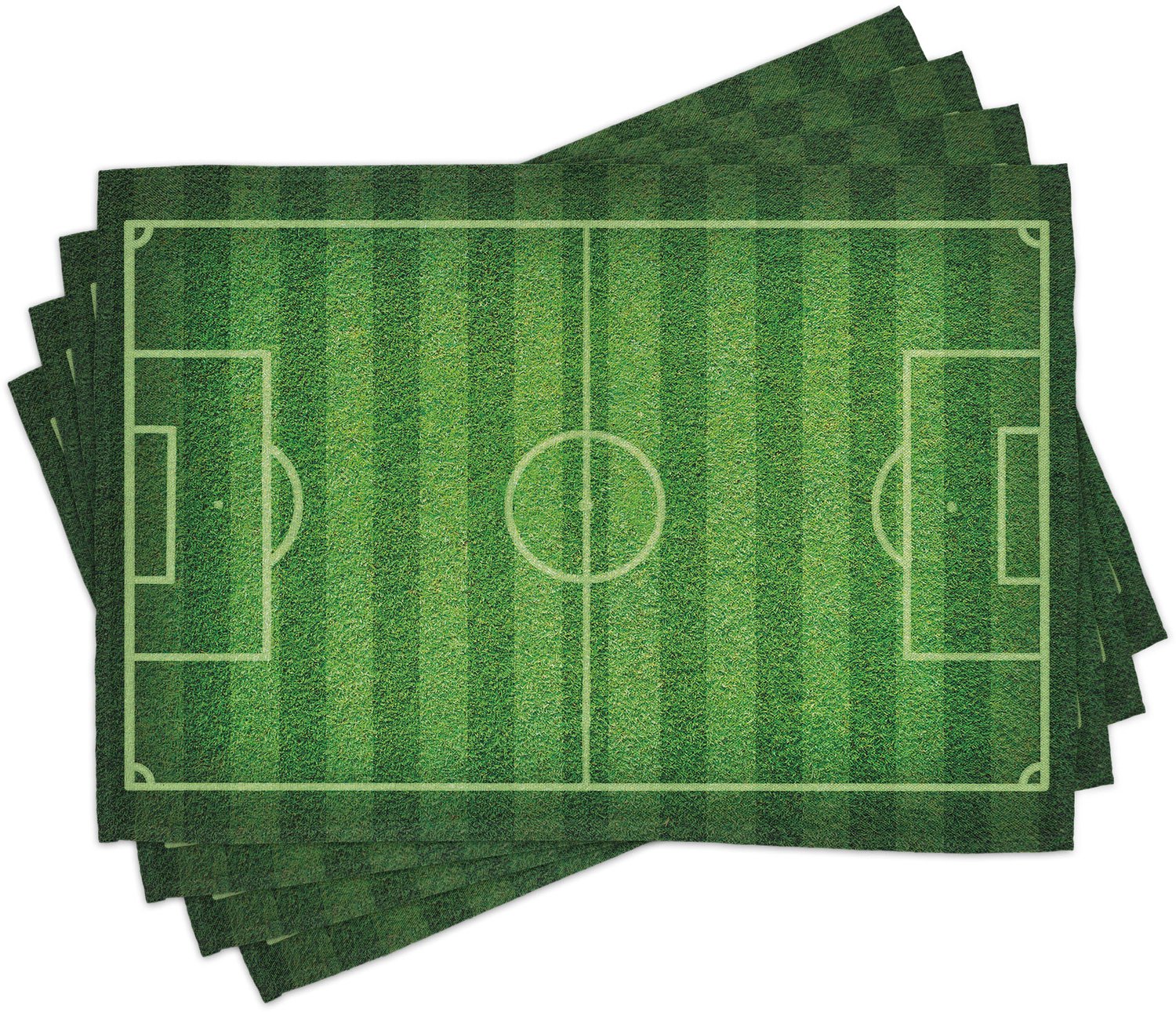 ABAKUHAUS Sport Placemats Set van 4, Realistische Groen Gras Voetbal Veld Thema Sport Hobby Competitie Veld, Wasbare Stoffen Placemats voor de Eettafel, Standaardformaat, Groen Limoengroen