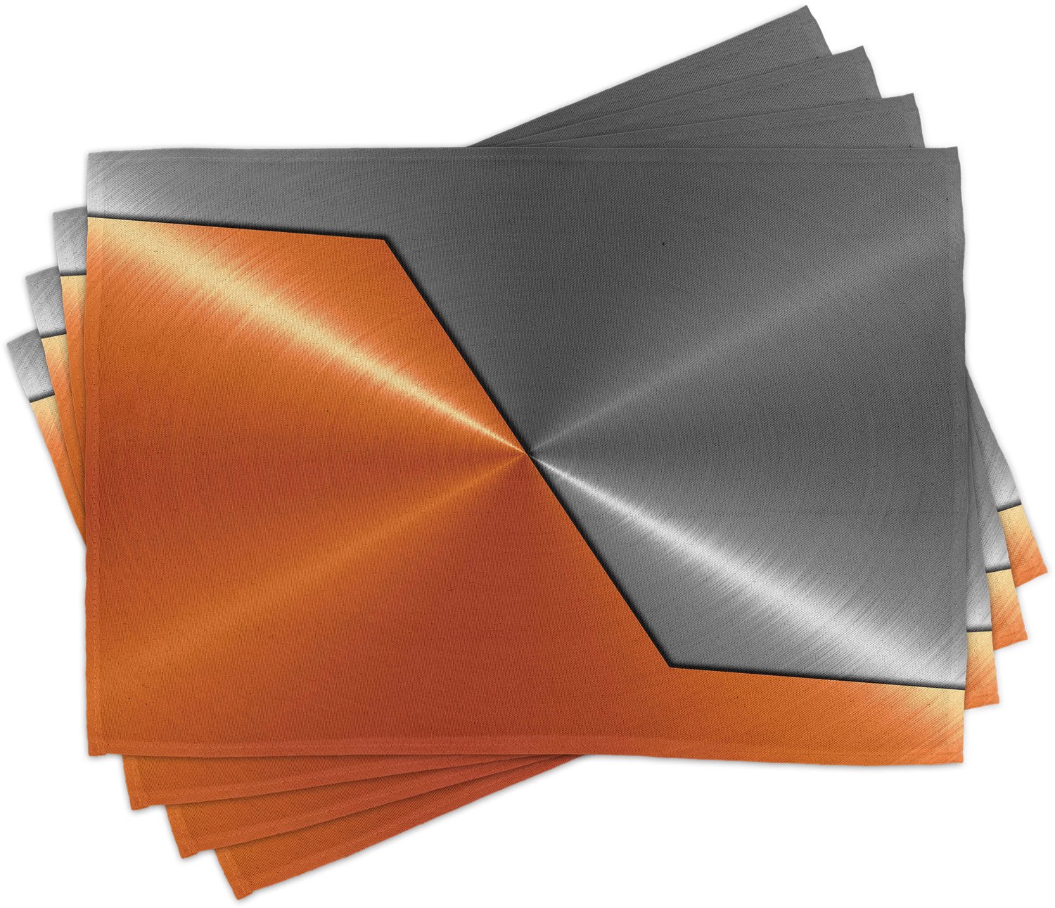 ABAKUHAUS Oranje en Grijs Placemats Set van 4, 3D Stijl Machines Structuur Afbeelding Detailed Levendige Modern Contrast Kleuren, Wasbare Stoffen Placemats voor de Eettafel, Standaardformaat, Oranje Grijs
