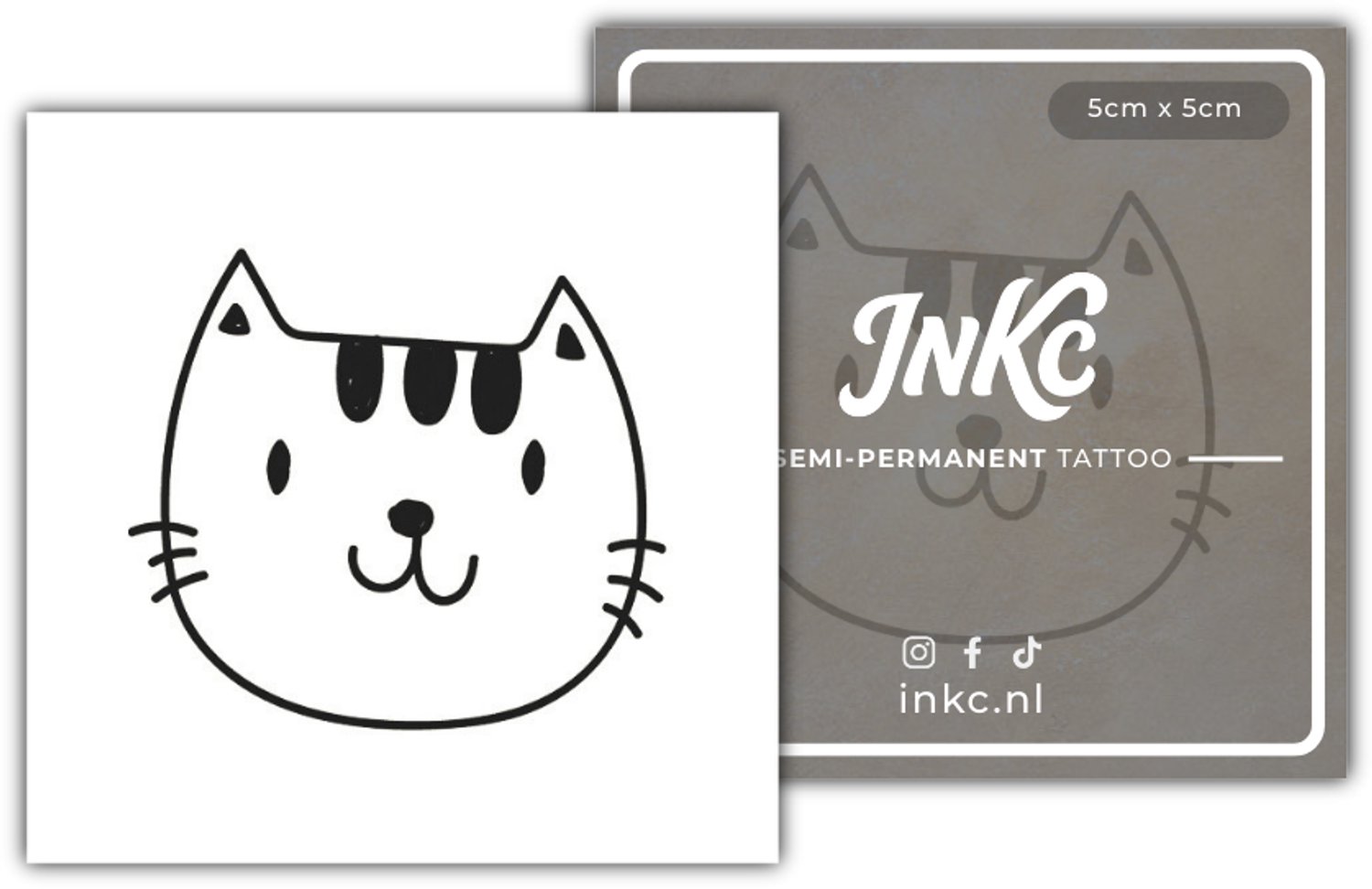 INKC - Tijdelijke Tattoo - Kat - Nep Tattoo - Plak Tattoos - Blijft tot 2 weken - 5 x 5cm