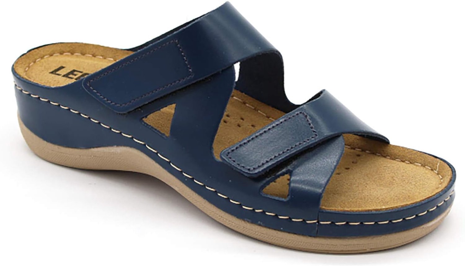 LEON 906 Dames Comfort Schoenen Leer Blauw