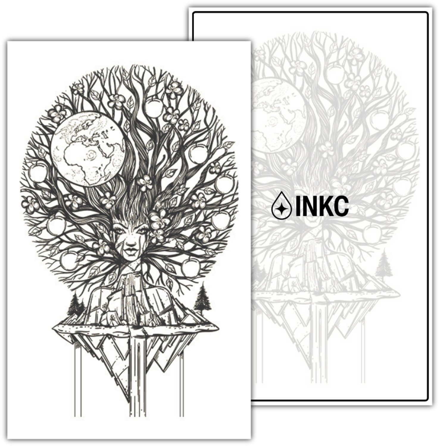 INKC - Tijdelijke Tattoo - Levensboom - Nep Tattoo - Plak Tattoos - Blijft tot 2 weken - 11 x 18cm