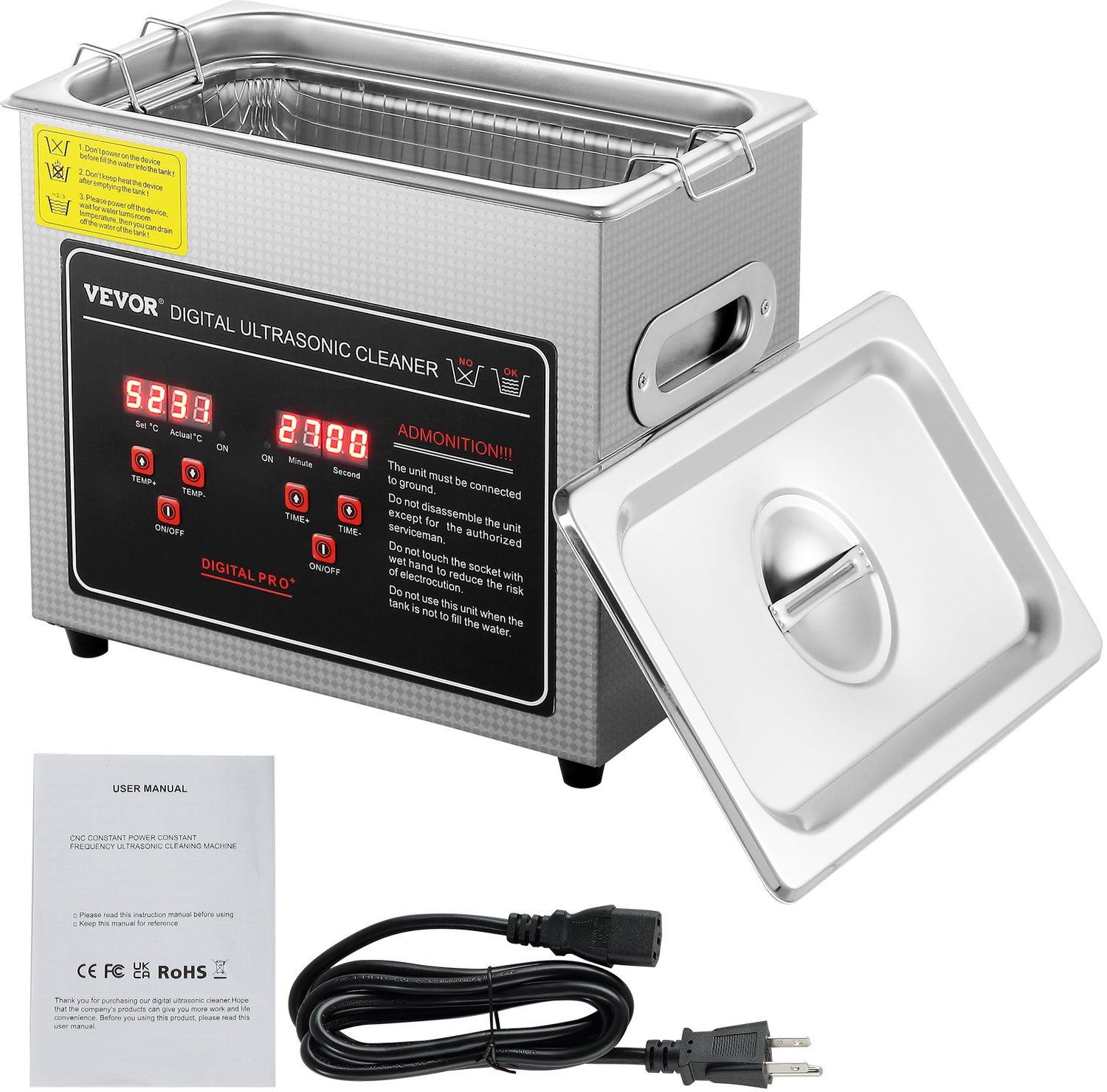 Ultrasone Reiniger 22L - Roestvrijstaal - Draagbaar - Huishouden - Echografie Wasmachine