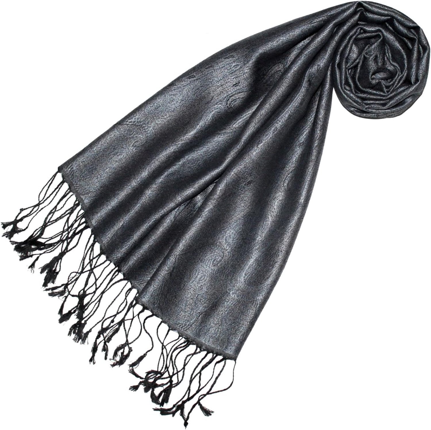 Zijden Sjaal Jacquard Geweven Paisley Patroon - 35x160cm - Grijs
