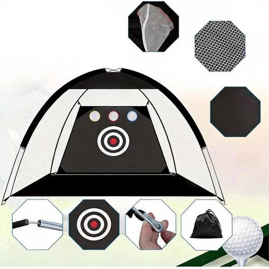 Golf Oefennet - 3x2 Meter - Met Kunstgrasmat - 10 Golfballen - Golf Tee - Grondpennen - Draagtas - Voor Swingtraining Thuis en Buiten — afbeelding 2