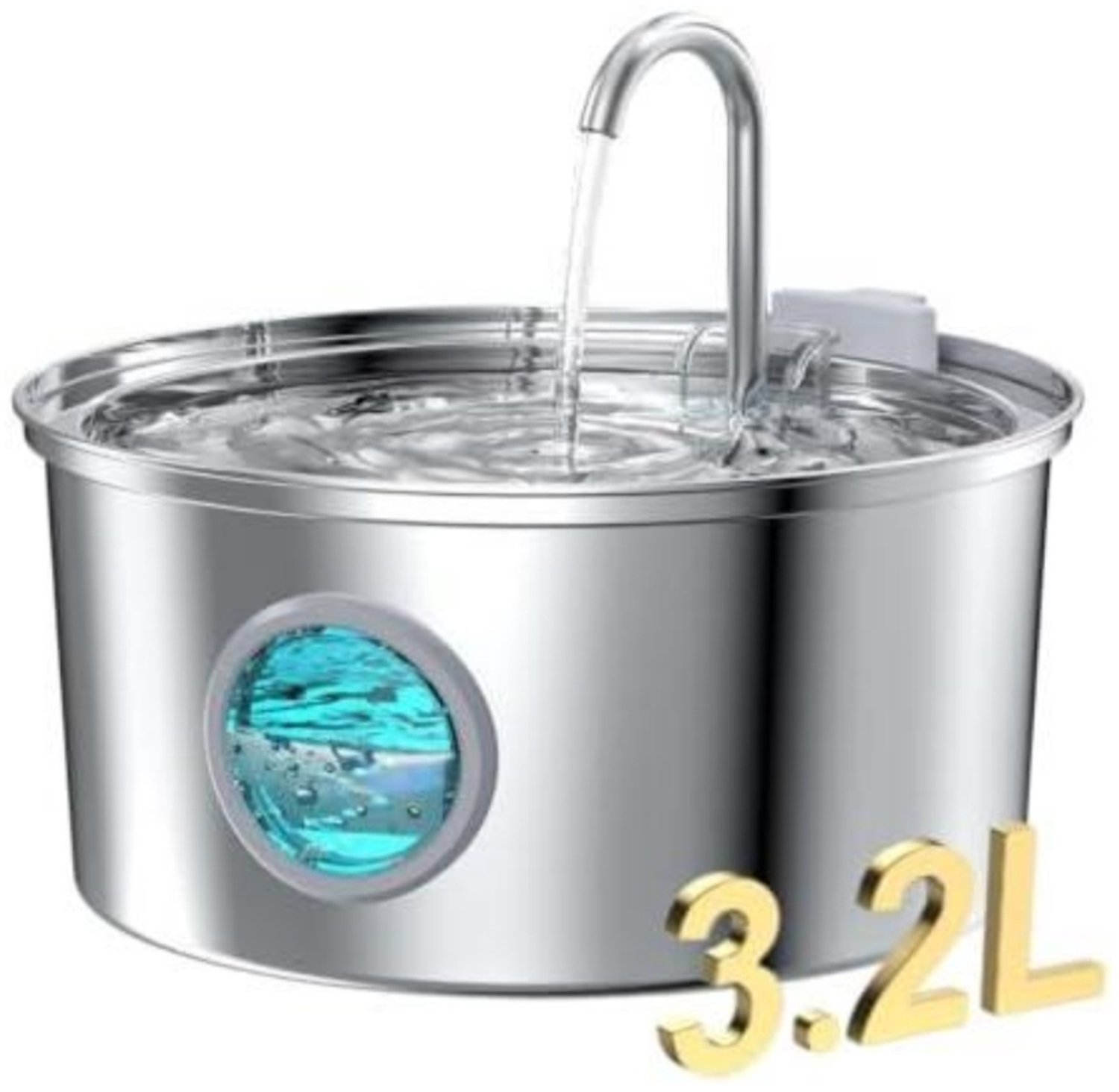 Drinkfontein Kat - 3.2 L - Kattenfontein - RVS - Waterfontein met Venster - Waterdispenser - Fluisterstil