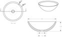 Technische tekening van een ronde waskom met een diameter van 400 mm en een hoogte van 140 mm.