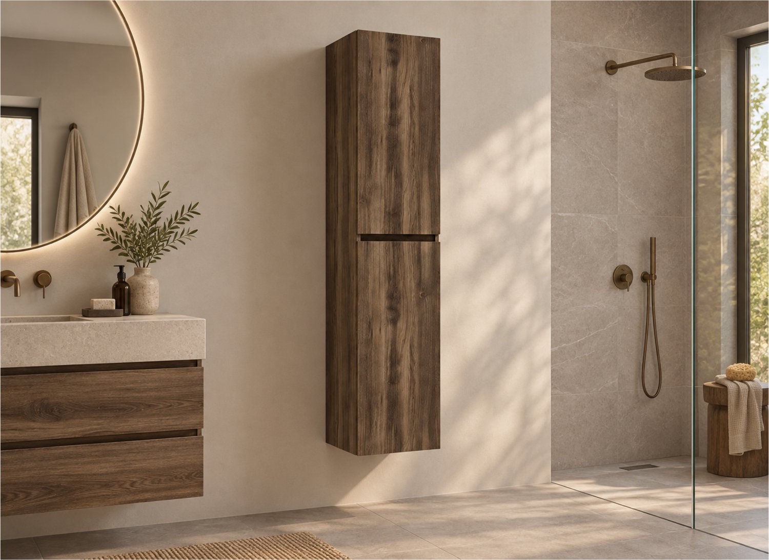Wiesbaden Alvara Kolomkast - 160x35x35cm - Donker Eiken