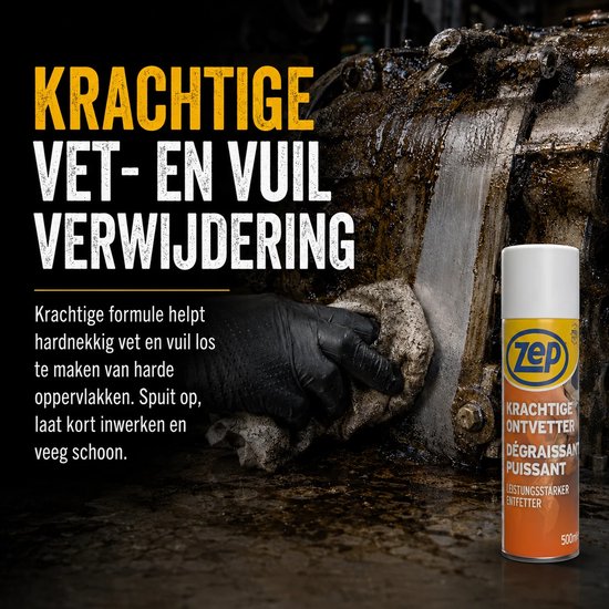 ZEP Krachtige Ontvetter 500 ml – Verwijdert Vet, Olie, Teer en Lijm, Veelzijdige Reiniger voor Metaal, Glas en Kunststof