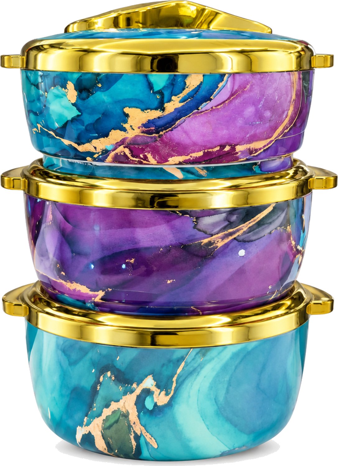 Broodtrommelset van 3, 1,5 l, 2 l en 2,5 l, paars-blauw