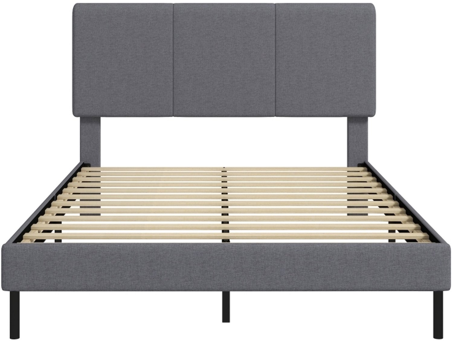 COVREO Bedframe met verstelbaar hoofdeinde – 140x200 cm – Dubbelbed met 12 latten – Volwassenen – Donkergrijs - zonder matras