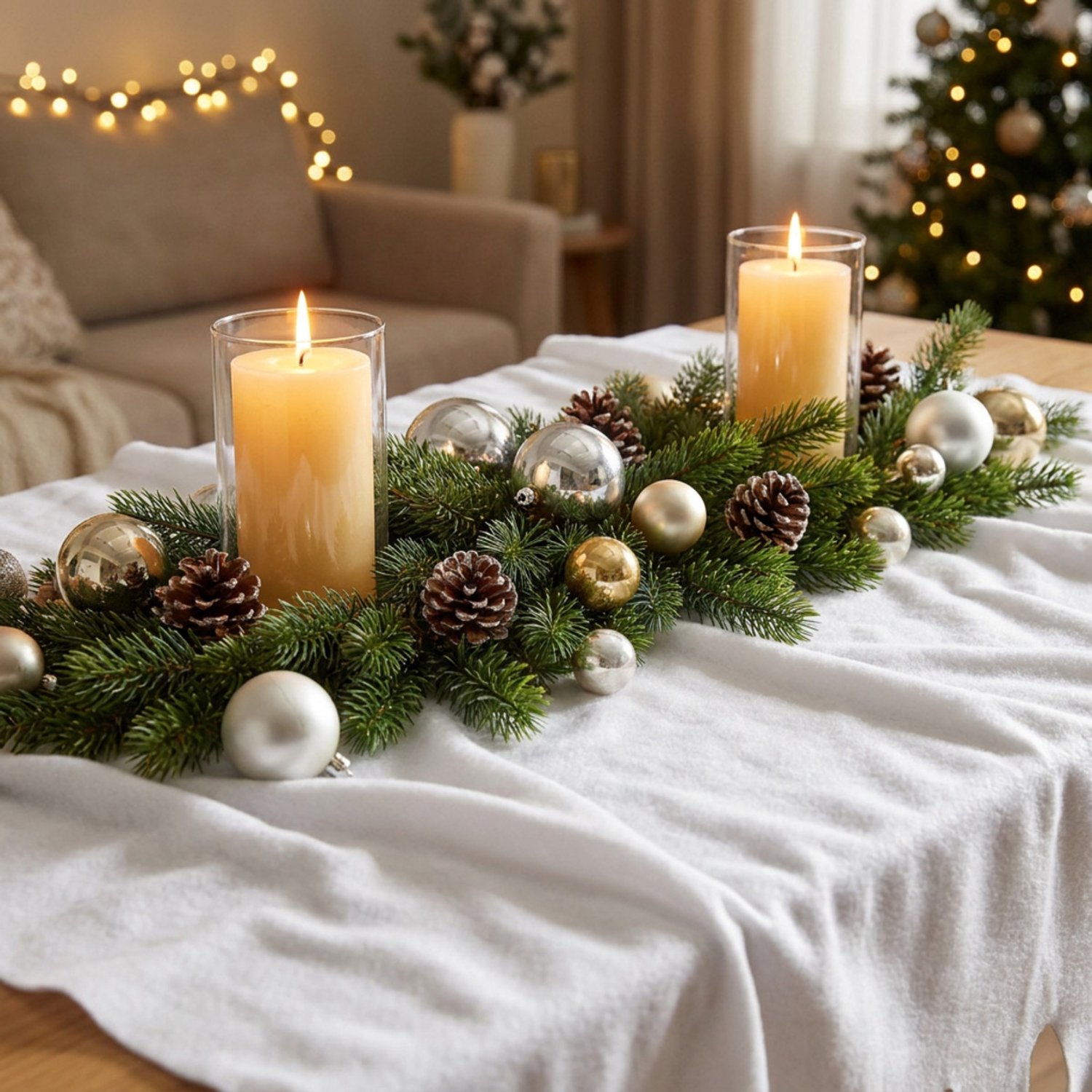 Sneeuwdeken decoratief tafelkleed winterwit 100×270cm