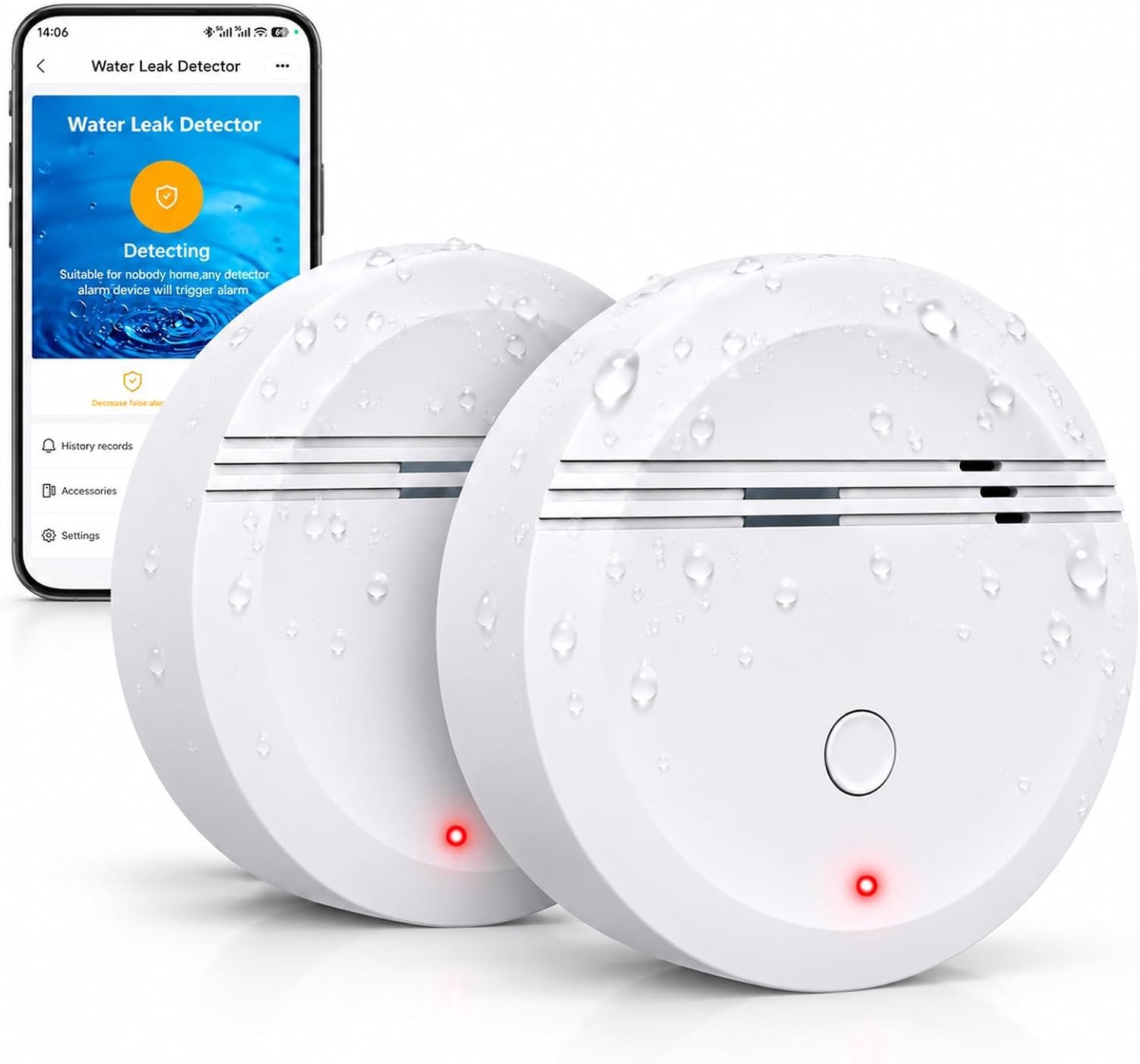 Wifi-watermelder 100 dB - 3-traps volumeregeling - met mute-schakeling - ideaal voor kelder en keuken - m-winkel