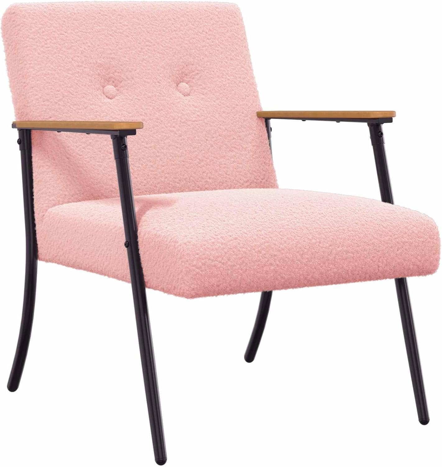 Fauteuil - Roze velours - Stalen poten - Comfortabel voor woonkamer - Vemera