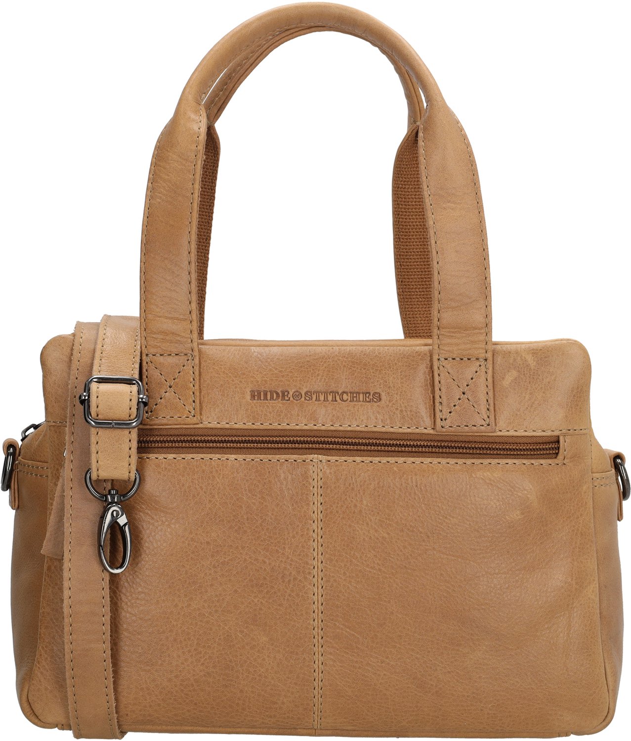 Hide & Stitches Porto Schoudertas - Handtas - Crossbody - Leer - Compact Model - Leren Dames Tas - Taupe