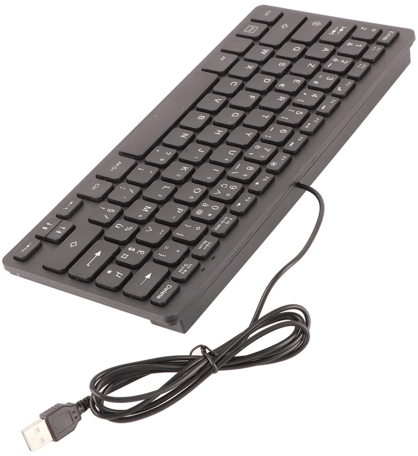 Toetsenbord Ergonomisch - Mini Bedraad Toetsenbord - 78 Toetsen - Ultraslank Ontwerp - Compatibel met PC/Laptops - Meertalig (Russisch/Frans/Duits) - Computerkeyboard