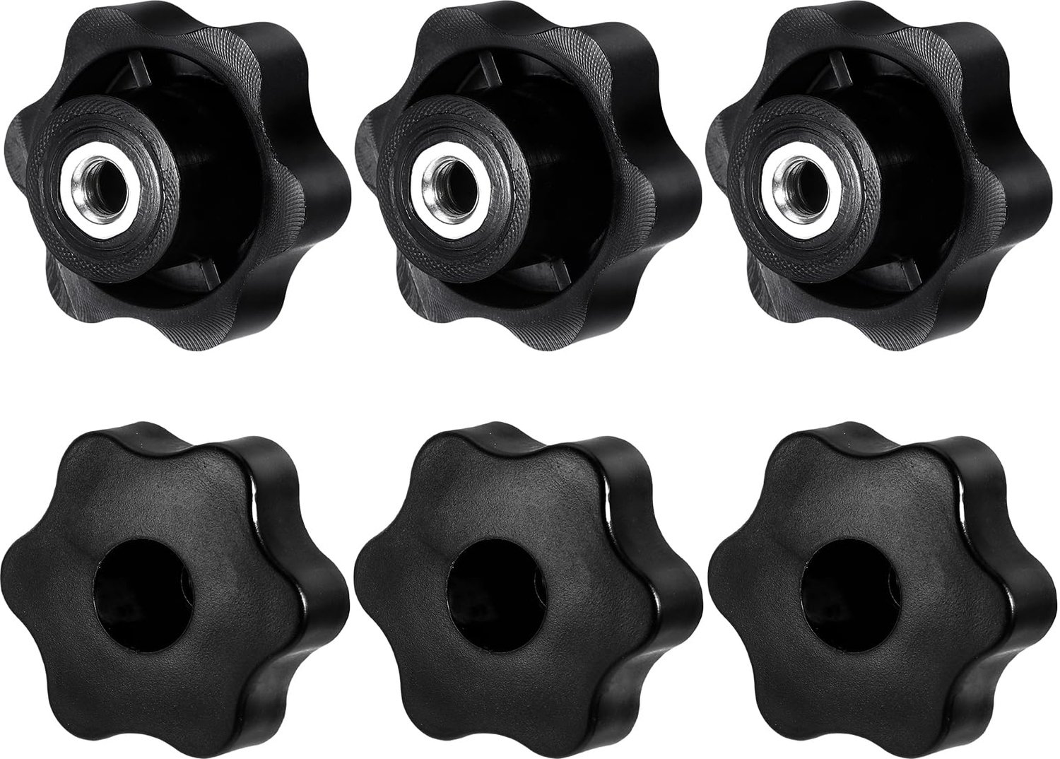 Set van 6 Zwarte Sterknoppen M8 van Roestvrijstaal