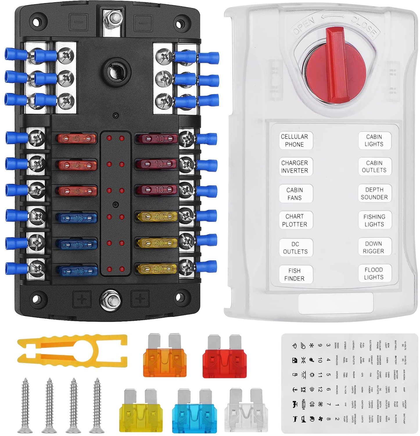 12-Wegs Autozekeringdoos met LED Controlelamp
