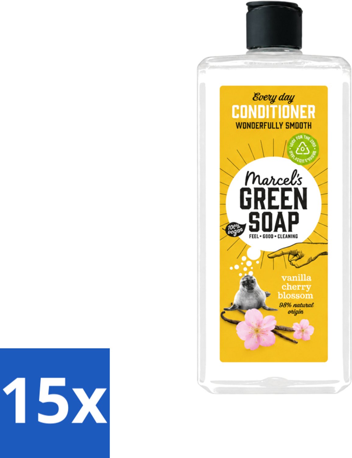 15 x Marcel’s Green Soap – Conditioner – Vanilla & Cherry Blossom – 300 ml - Voordeelverpakking - 15 stuks