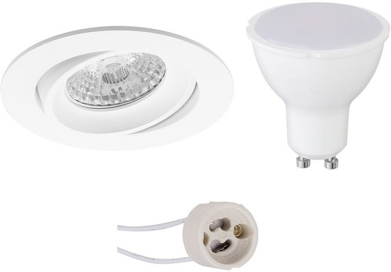 BES LED GU10 Inbouwspot Set - Mat Wit - Inbouw Rond - Kantelbaar - Pragmi Delton Pro - 4W - Warm Wit 3000K - Ø82mm
