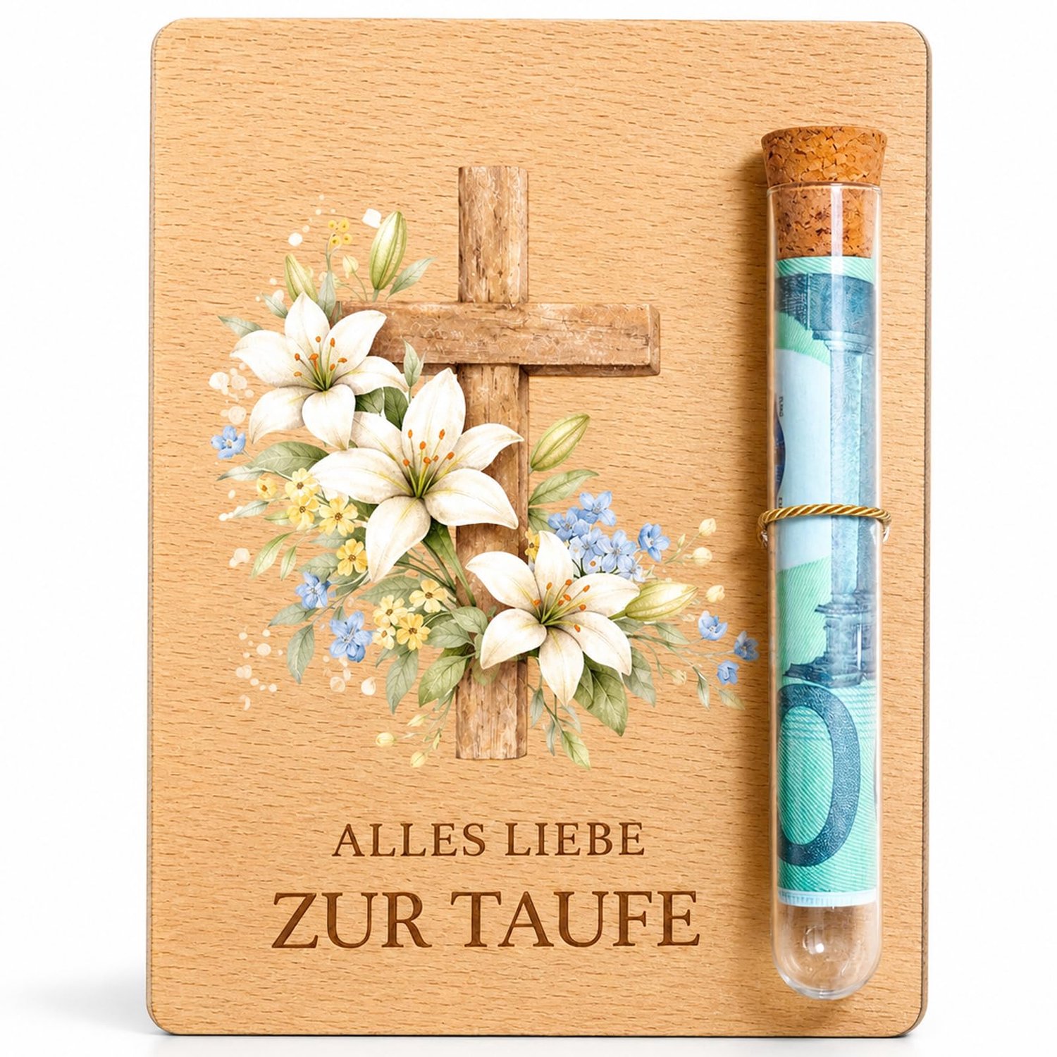 Houten Doos voor Geld Cadeau bij Doop 13 x 10 cm