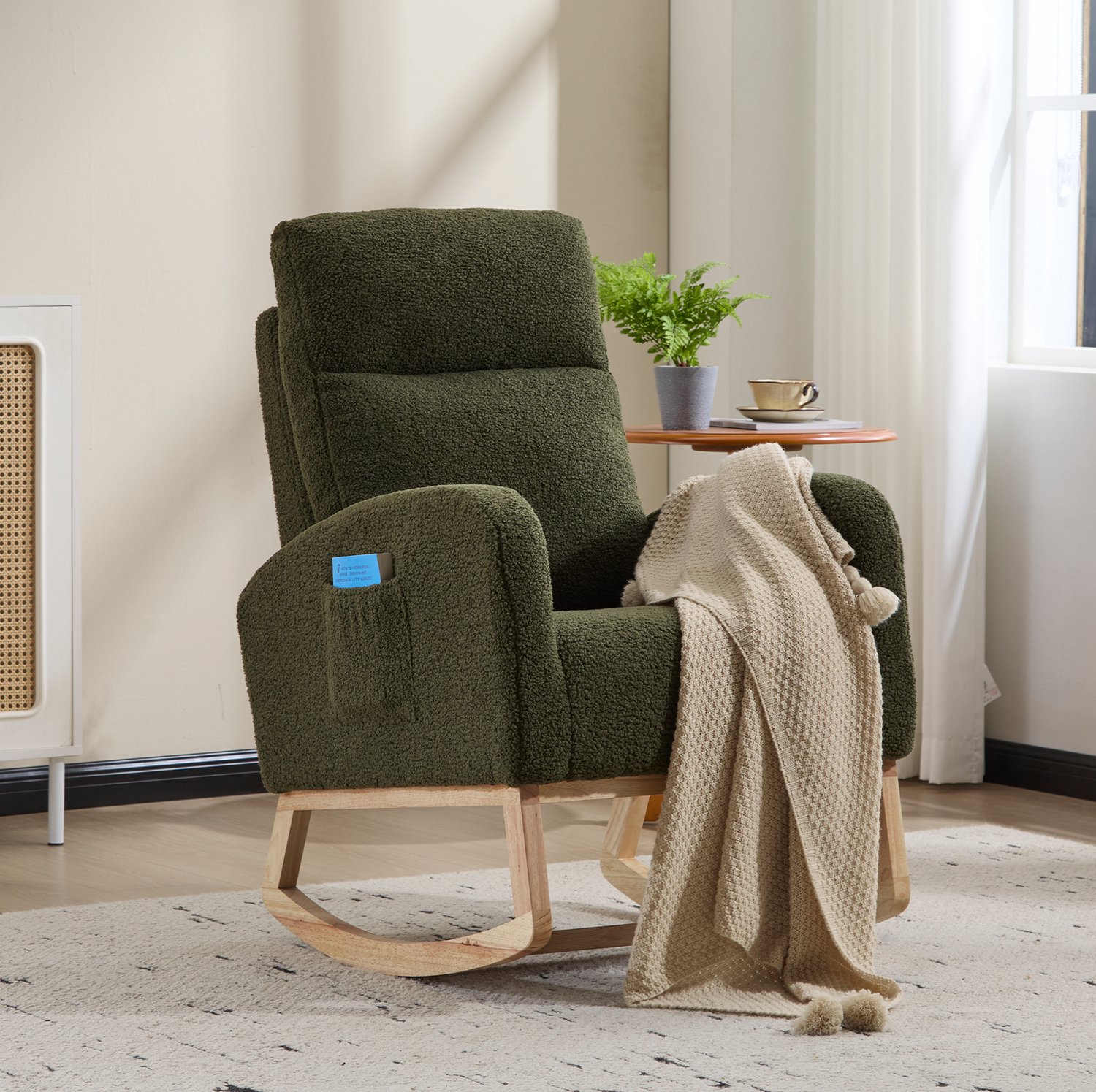 CHICFURN Schommelstoel - Zacht schommelen - Hoge rugleuning - Groen