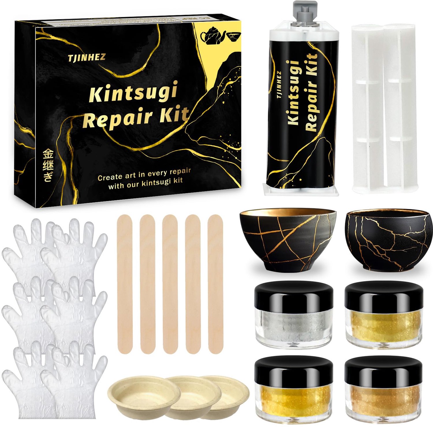 Kintsugi Reparatieset met 50ml Goud Lijm voor Porselein en Keramiek