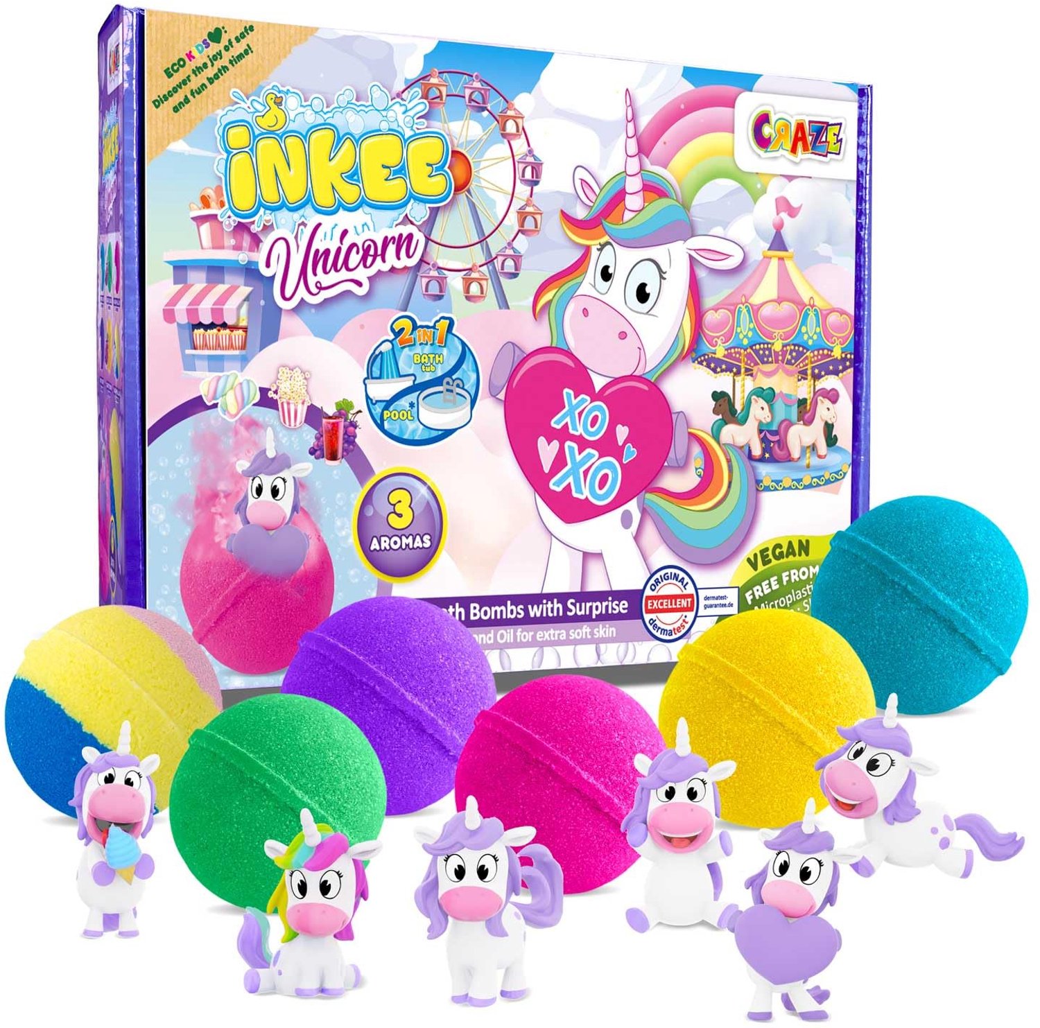 Unicorn Cadeau Doos met 6 Badbomben voor Kinderen